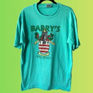 80s Barry’s of Ireland Teal T-Shirt XL Single Stitch Vintage USA